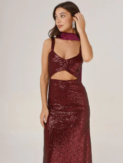 VESTIDO MALBEC LENTEJUELAS BORDEAUX - tienda online