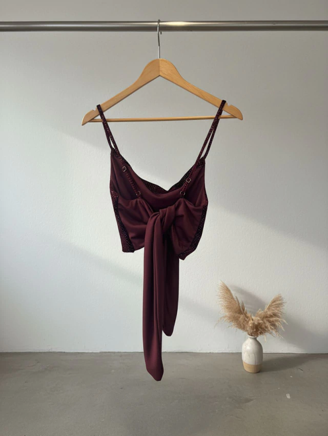 TOP RITA VELVET GLITTER BORDO — imagen 3