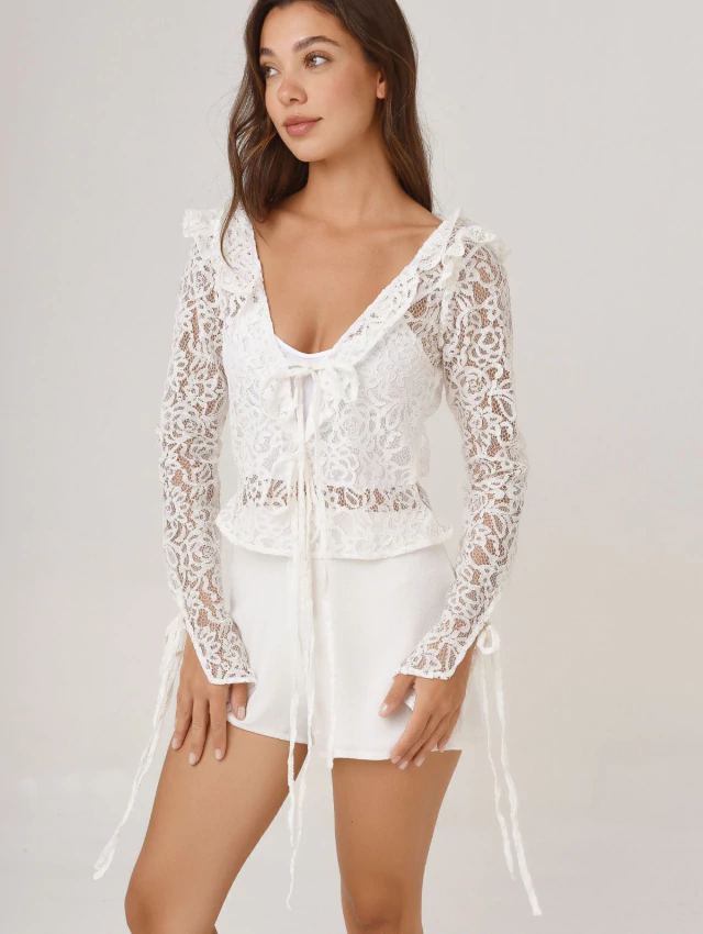 TOP BRITNEY ENCAJE BLANCO