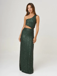 VESTIDO MINERVA LENTEJUELAS VERDE - Enbabia