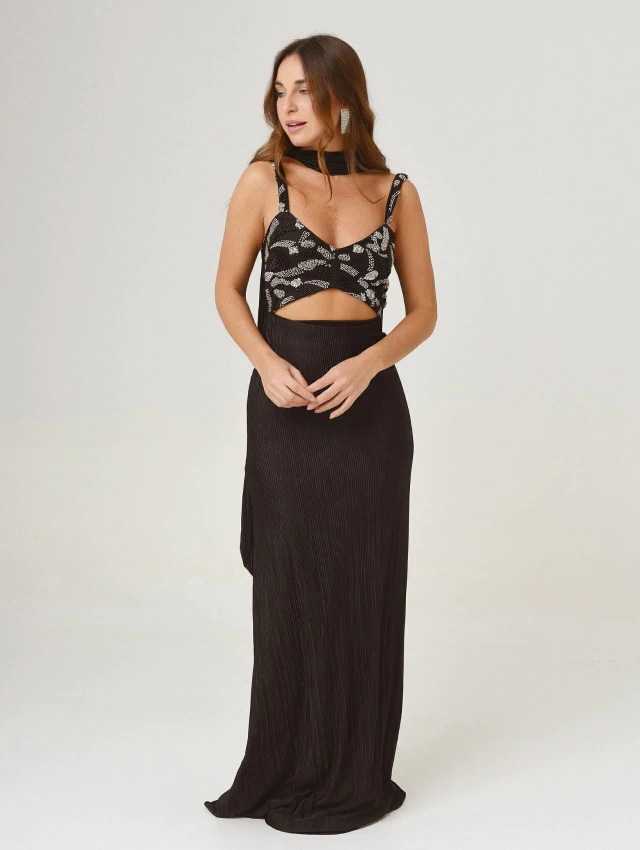 Vestido malbec premium largo negro
