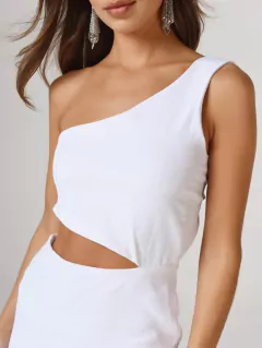 VESTIDO LUCY CORTO CREPPE BLANCO - comprar online