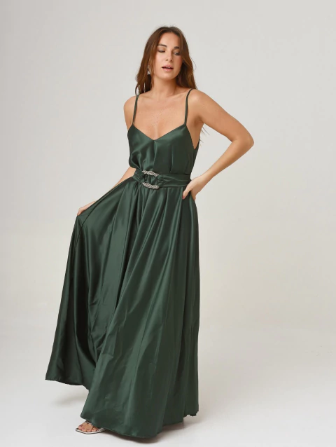 VESTIDO CHERIE VERDE BOTELLA - comprar online