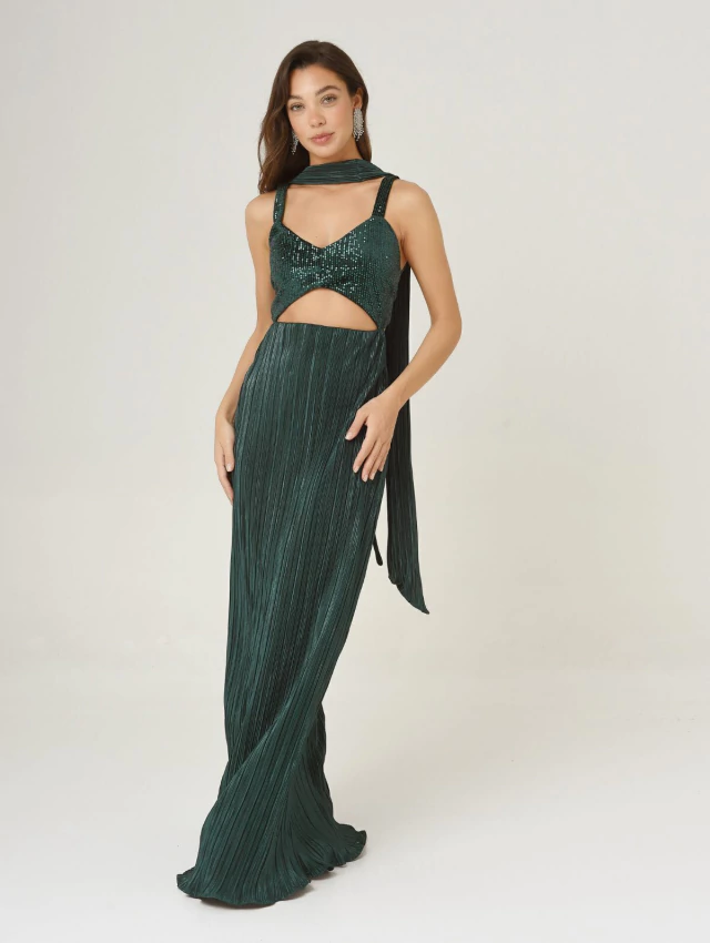 VESTIDO MALBEC PREMIUM LARGO VERDE