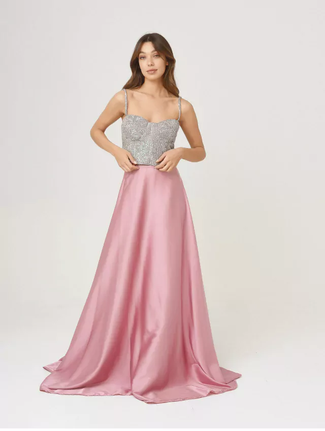 POLLERA SEMI PLATO ROSA
