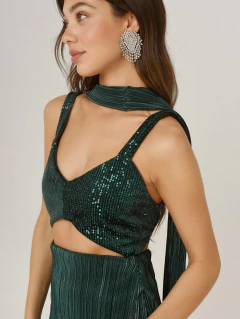 VESTIDO MALBEC PREMIUM LARGO VERDE en internet