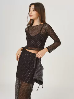 POLLERA ASTROS NEGRO Y PLATA - Enbabia