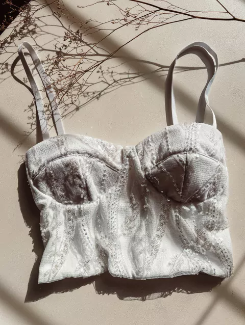 CORSET CHARDONNAY TUL BORDADO NUEVO NATURAL