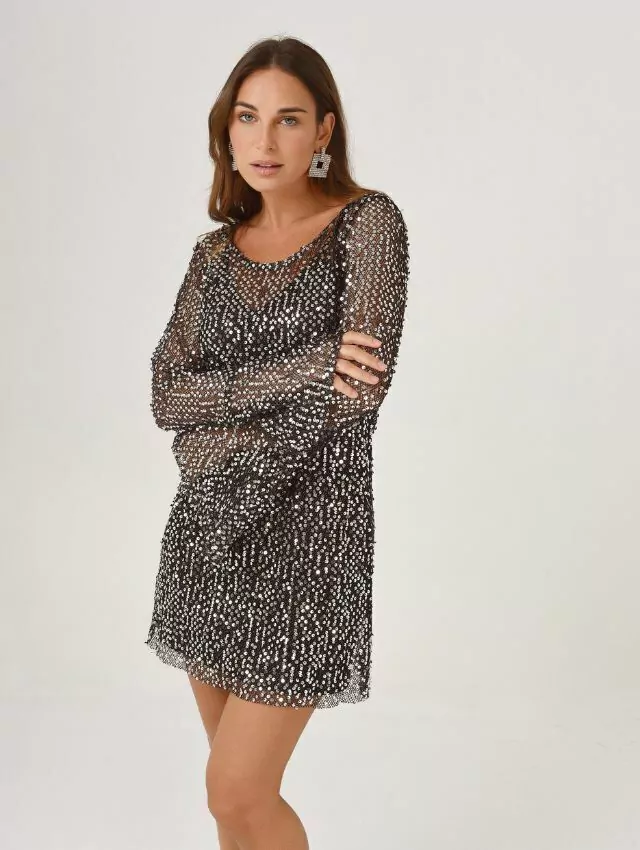 VESTIDO PAMPITA LENTEJUELAS NEGRO — imagen 2