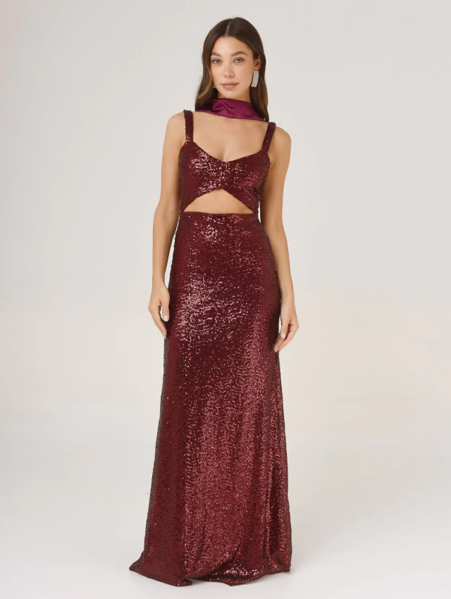 VESTIDO MALBEC LENTEJUELAS BORDEAUX