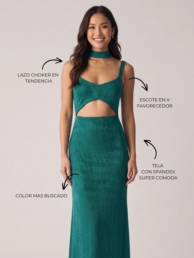 VESTIDO MALBEC FOIL VERDE BOTELLA — imagen 2