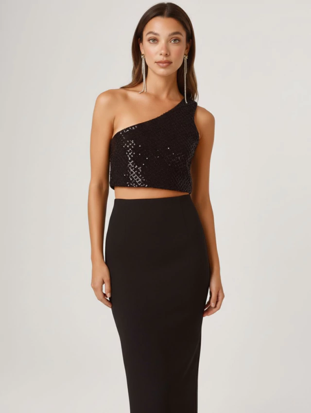 TOP ANTONIA LENTEJUELAS ROMBOS NEGRO