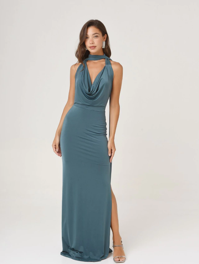 VESTIDO ANIA VERDE PETROLEO