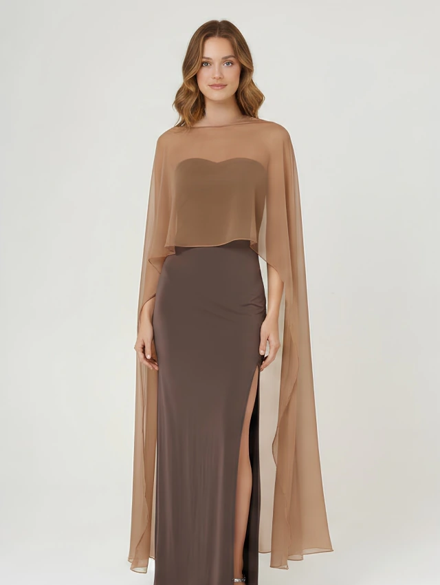 CONJUNTO VESTIDO RUFINA MARRON + CAPITA GAZA LARGA MARRON