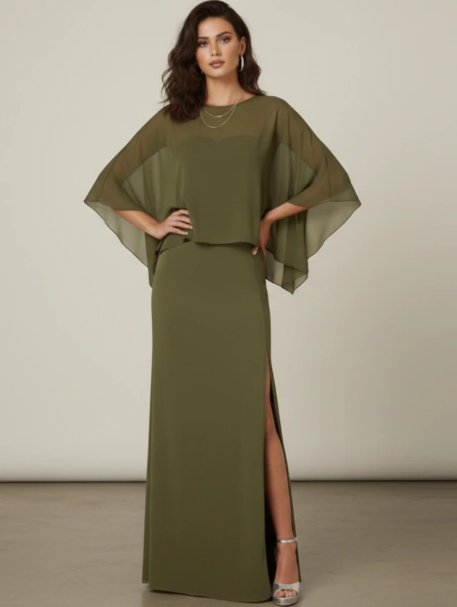 CONJUNTO VESTIDO RUFINA VERDE OLIVA + CAPITA GAZA VERDE OLIVA