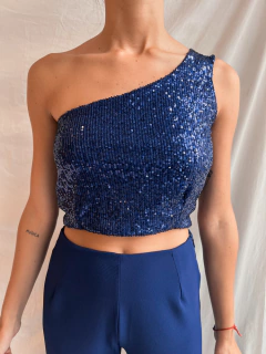 TOP ANTONIA LENTEJUELAS AZUL MARINO NUEVO - tienda online