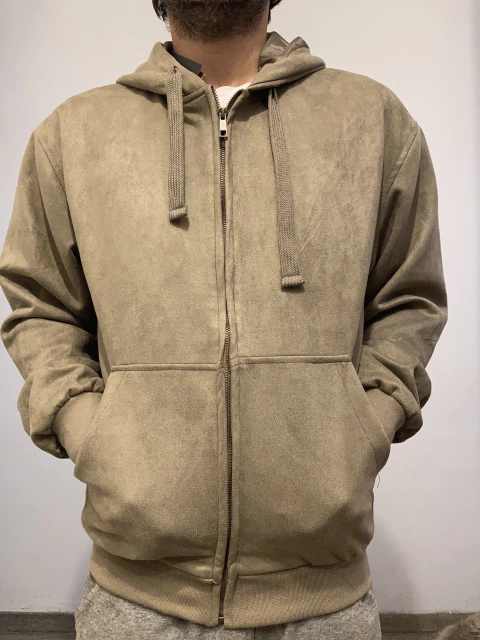 Campera Canguro Gamuzada Beige