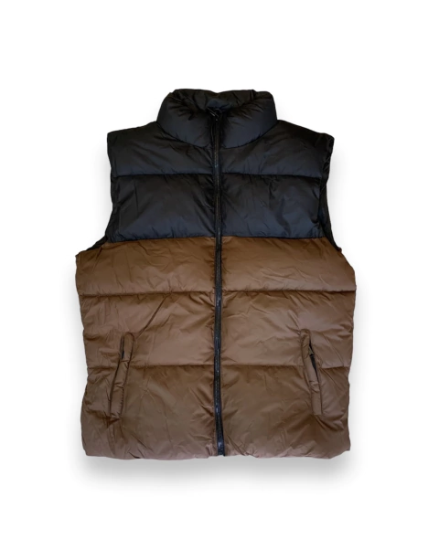 Chaleco Forrado Combinado Negro y Habano