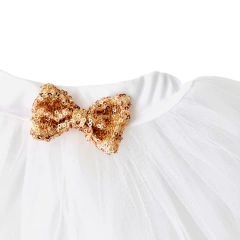 TUTU BLANCO MOÑO PAILLETTE DORADO en internet