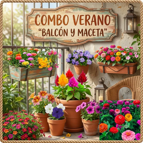 200 Semillas Flores Verano "Balcon y Maceta" 10 Variedades