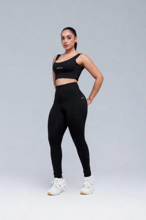 Conjunto de Legging e Top Canelado Mila MF Fitness Preto