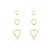 Kit Trio de Brincos Coração Vazado Folheado A Ouro 18K