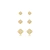 Kit Trio de Brincos Trevo Cristal Folheado A Ouro 18k - comprar online