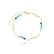 Pulseira De Cristais Azul e Pérolas Folheada Em Ouro 18k
