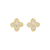Brinco Trevo Pequeno Cravejado De Zirconias Folheado A Ouro 18k