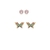 Kit Brincos Borboleta e Ponto de Luz Folheado A Ouro 18k