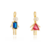 Kit Pingentes Filhos Palito Casal Azul e Rubi Folheado A Ouro 18k