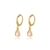 Brinco De Argola Pequena Com Pingente Gota Rosa Claro Dourado