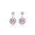 Brinco Solitário Pendurado Zirconia Rosa Folheado A Ródio Branco
