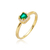 Anel Design Quadrado Zirconia Verde Esmeralda Folheado A Ouro 18k