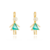 Kit Pingentes Palito Duas Meninas Turmalina Folheado A Ouro 18k