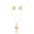 Conjunto Colar E Brincos Flor Repleto de Zirconias Folheado A Ouro 18k