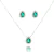 Conjunto Colar e Brincos de Gota Zircônia Verde Esmeralda Folheado A Ródio Branco - comprar online