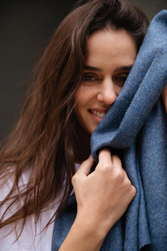 Bufandon Baby Alpaca Celeste Jeans - comprar online