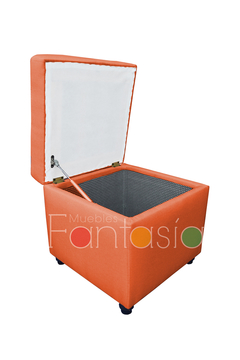 Puff Baúl Cubo 45 cm Tela Memphis - Muebles Fantasia