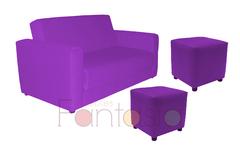 Promoción Sofá Cama Deko + 2 Puff Cubo - Muebles Fantasia