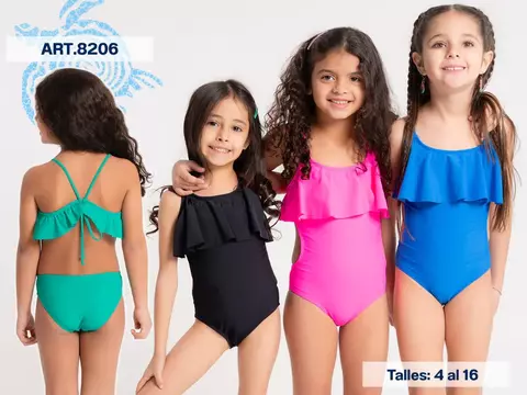 Malla enteriza lisa con volados Viento y Olas - comprar online