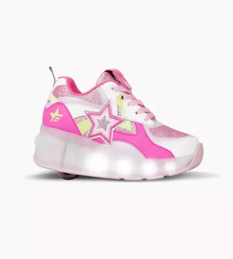 ROLLER SUPER STAR FUCSIA CON LUCES LED RECARGABLE