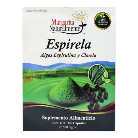 SPIRULINA AND CHLORELLA 150 Capsules Espirela