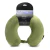 Almohada inteligente Wanderlust 48595 de viaje en color verde militar, con diseño ergonómico para soporte cervical.