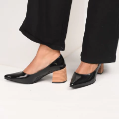 Stilletos Charol Negro Taco Cuadrardo 5,5 - comprar online