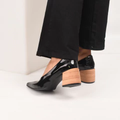 Stilletos Charol Negro Taco Cuadrardo 5,5 - PRANA Zapatos