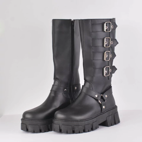 Bota París con Hebillas Negro