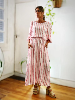 POLLERA MIDI ALGODON BORDADO