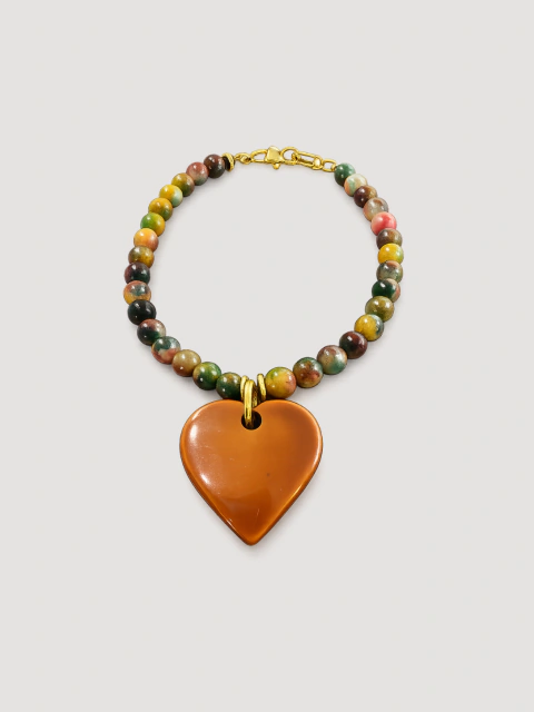 COLLAR AGATA Y CORAZON RESINA