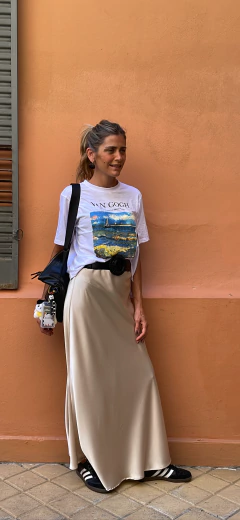 POLLERA LENCERA SEDA CHAMPAGNE - comprar online